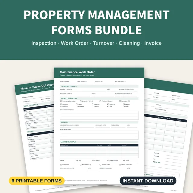 Property management forms bundle preview